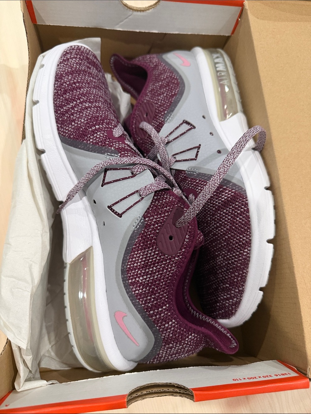 Nike Women’s Air Max Knit Sneakers - Plum, Grey, Pink size 10 / 42